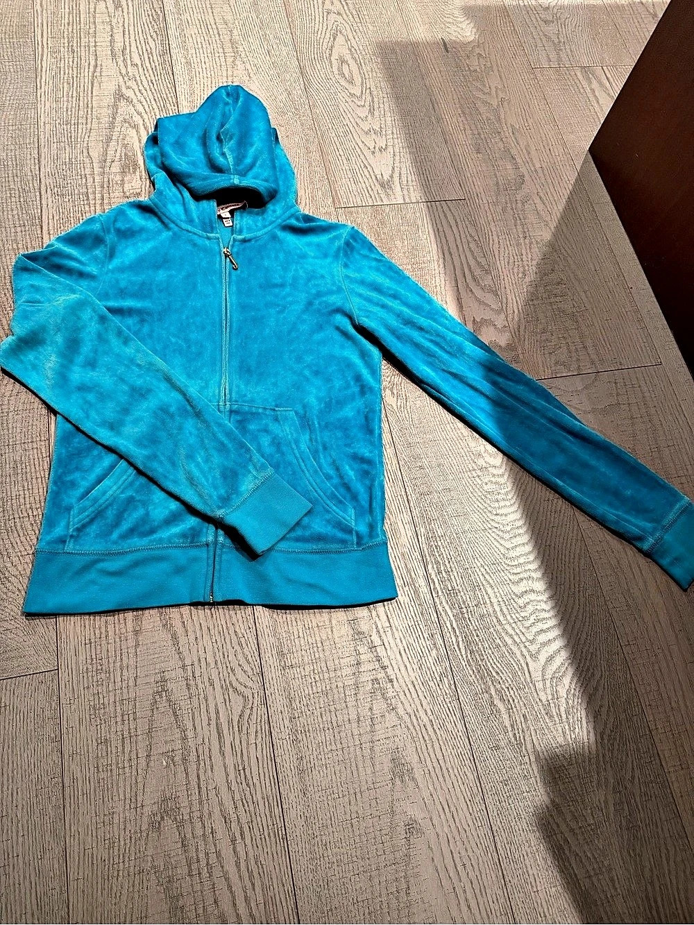 Juicy Couture OG Big Bling Velour Hoodie Blue Small